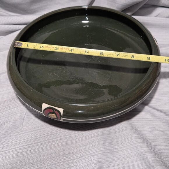 Weller Pottery Green Rosemont Large Shallow Tri-Foot Flower Bowl Plant Dish - Picture 9 of 13